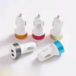 2.1A Mini Dual USB Metal Car Charger 2 Port 12V Auto Car USB Adapter for iPhone Samsung S22 Xiaomi Tablet