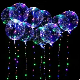 Balloon Light Up LED Float w powietrzu Luminous Tranentne Clear Bubble Balloony Indoor Outdoor Decoration Party ZZF13026 D DH32L