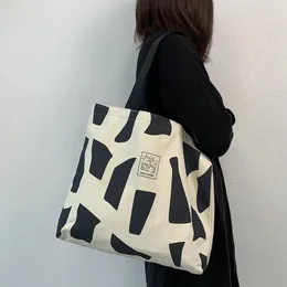 Evening Bags Women's Canvas Shoulder Shopper Bag Cotton Cloth Eco Reusable Shopping For Woman 2023 Student Handbag Large Tote Book