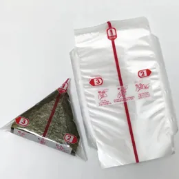 Sushi Tools 100pcs trójkąt ryżowy pakowanie piłki torba nori wodorosty onigiri japońskie plastikowe torby kuchenne narzędzie bento akcesoria 231026