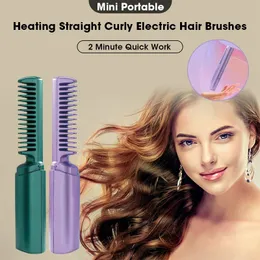 Hair Straighteners Portable Wireless Electric Brushes Heating Straight Curly Negative Ion Straightener Comb USB Charge Home Travel Women 231025