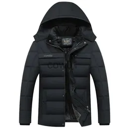 Herrarna ner parkas 2023 Ny modefleece huva vinterrockar tjocka varm mens vinterjacka vindtät gåva till far make parka j231026