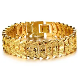 Personlighet charm armband 18k guld vete handled länk kedja armband överdådiga punk smycken för män kvinnor kubansk armband accessorie200b