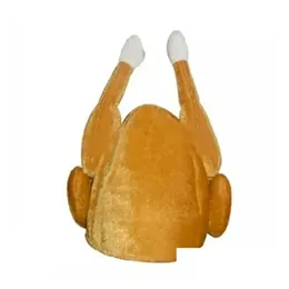 Party Favor Plush Roasted Turkey Hats Spooktacar Creations Decor Hat Cooked Chicken Bird Secret för Thanksgiving Costume Dress Up Drop 1026