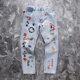 Mens Jeans Chromees Designer Make Old Washed hearts Jeans Chrome Straight Trousers Heart Cross Embroidery Letter Prints Casual for Women Men Graffiti Pants STU