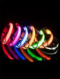 est USB Cable LED Nylon Dog Collar Dog Cat Harness Flashing Light Up Night Safety Pet Collars multi color XSXL Size Christmas2552802
