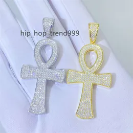 Blues OEM classic high quality moissanite 925 sterling silver egyptian ankh cross pendant necklace for religion jewelry