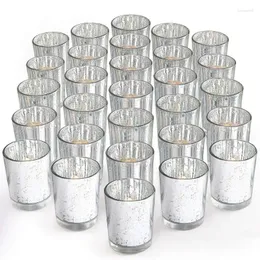 Posiadacze świec 12pcs Woteda Speckled Mercury Glass Holder Idealne słoiki na przyjęcie weselne