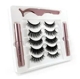 Neue 5Pairsset Magnetische Wimpern 3D Nerz Gefälschte Wimpern Magnet Eyeliner Falsche Wimpern Wasserdichte Flüssigkeit Langlebige Wimpern Extens5373962