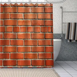 Cortinas de chuveiro personalizadas cortina de parede de tijolo à prova d'água conjuntos de tecido de banheiro gota 1 unidade