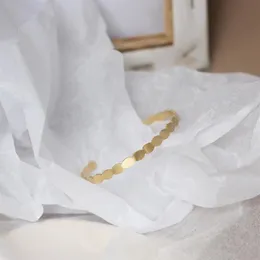 Högkvalitet rostfritt stål smycken för kvinnor polerade 18k guldpläterade öppna armband flickor fantastiska läckra ringar bangle289d