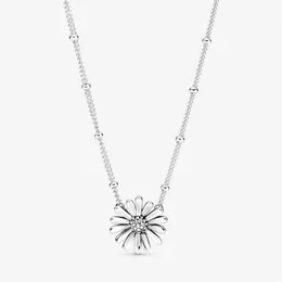 New Arrival 100% 925 sterling silver Pave Daisy Flower Collier Necklace fashion Jewelry making for women gifts228k