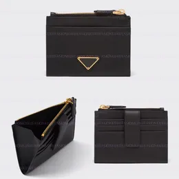 Mens Fashion Card Holder For Women Saffiano Leather Mini Wallets Zipper Designer Credit Card Holder Coin Pocket Small Purse Porte Carte
