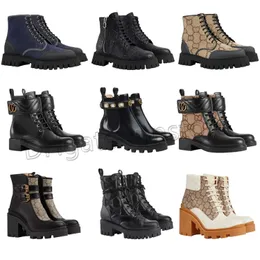 Women Martin Boots Half Boots Designer Buty Buty klasyczne buty platformowe luksusowe skórzane zabytkowe drukowanie podeszwy zewnętrzne jacquard klasyczny but na wysokim obcasie