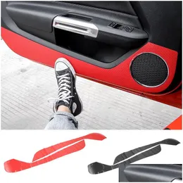 Altri accessori interni Porta interna auto Anti Kick Decorazione adesiva in fibra di carbonio per Ford Mustang 201Aggiungi accessori Drop Delive Dhfye