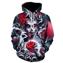 Herrtröjor Estetiska kläder 3D Rose Print Hooded Sweatshirt Fashion Par Y2K Tracksuit Sudaderas de Mujeres