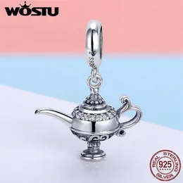 Wostu 925 Sterling Silver Lamp of Aladdin Dangle Charm Fit Original DIY PEADS BRACLATE LUCKY JEYCHE Gift FIC703326K