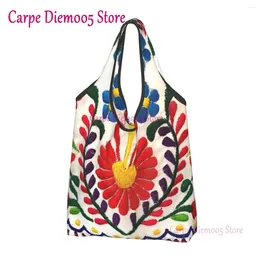 Shopping Bags Mexican Flowers Grocery Tote Bag Women Custom Shoulder Shopper Big Capacity Handbag