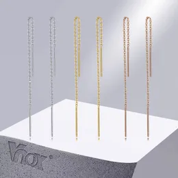 Charm Vnox Delicado Japón Coreano Borla larga Pendientes de cadena lineal para mujer Acero inoxidable Línea de oreja Enhebrador Cuelga Pendiente 231025