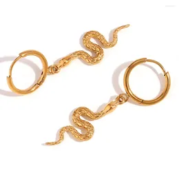 Orecchini a bottone Trendy acciaio inossidabile placcato oro 18 carati dorato piccolo animale serpente vintage cool styling accessorio per gioielli da donna regalo