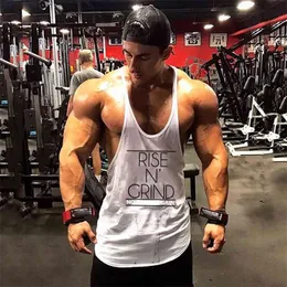 Bodybuilding Tank Top Men Fitness Clothing Print O-Neck Sports Sleeveless Shirt Gym Stringer vest288L