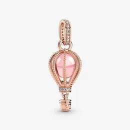 100% стерлингового серебра 925 пробы, сверкающий розовый-воздушный шар, подвеска, подходит для оригинальных европейских подвесок, браслет, модный свадебный Egageme271s