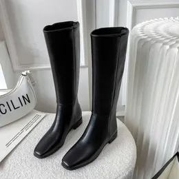 Boots Winter Knee High Women Shoes Genuine Leather Black Western Tall Long Chelsea Female Trends INS Brand 231026