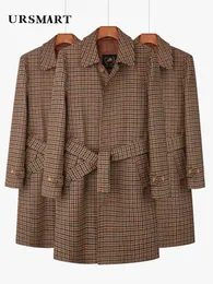 Män blandar Houndstooth Coat Midlängd Enkelt breasted kaffer Engelsk stil förtjockad ner Inner 231026