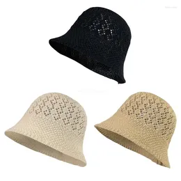 베레트 버킷 햇볕 선 모자 가벼운 니트 통기성 포장 가능한 어부 모자 여름 액세서리 해변