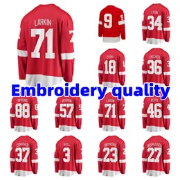 NOWOŚĆ JEDZINY HOCKEEYS #71 DYLAN LARKIN MORITZ SEIDER VILE HUSSO RAYMOND MICHAL RASMUSSEN HOME Away Player - Red White