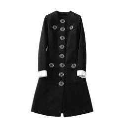 1026 XXL 2023 Autumn Milan Runway Coat Jackets Långärmad besättning Hals Tweed Black Button High Quality Button Fashion Womens Clothes Sh