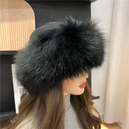 Beanies Beanie/Skull Caps Women Winter Warm Thick Hat With Real Fur Trimmed Girls Fluffy Cap Knitted Wool Outdoor BeaniesBeanie/Skull