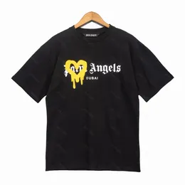 Palms T koszule 23SS Letter Palm Angel Pa Logo luźne zwykłe unisex okrągły szyja krótkie rękawy mężczyźni kobiety miłośnicy