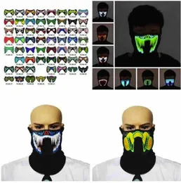 US STOCK 69 Styles Flash LED Music Mask with Sound Active for Dancing Riding Skating Party Voice Control Mask Party Halloween Masks FY0063 B1026