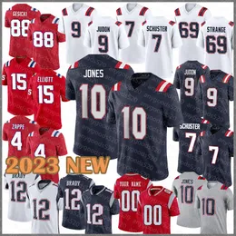 10 Mac Jones Camisas de futebol New England Patriot Cole Strange Matt Judon JuJu Smith-Schuster Ezekiel Elliott Bailey Zappe Mike Gesicki Matthew Slater Tom Brady