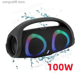 Cell Phone Speakers Portable Waterproof 100W High Power Bluetooth Speaker RGB Colorful Light Wireless Subwoofer 360 Stereo Surround TWS FM Boombox T231026