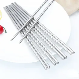 Pauzinhos 6 pares palillos chinos pauzinhos de aço inoxidável acessórios de cozinha utensílios de mesa domésticos antiderrapantes para comida china