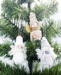 新年のクリスマスデコレーションクリエイティブかわいいぬいぐるみガールペンダントミニウール人形小さな装飾クリスマスツリー飾り5692232