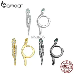 Stud Bamoer 925 Sterling Silver Double Snake Earrings Platinum Plating Zircon Layer Ear Clip for Woman Fine Jewelry 3 Colors YQ231026