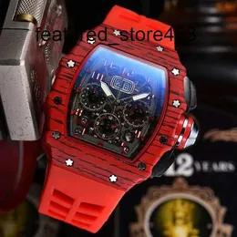 Ruch Watch Running Chronograph Table Watch Seconds Unikalny kreatywny kalendarz silikonowy pasek wysokiej jakości Watch RM