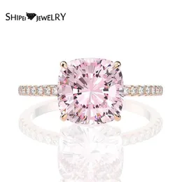 Shipei 925 Sterling Silver Radiant Pink Greated Moissanite Diamonds Gemstone Wedding Fine Jewelry Engagement Rose Gold Rings J0112255i