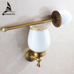 Tuvalet Fırçaları Tutucu Tuvalet Fırça Tutucular Antika Bronz Katı Pirinç Tuvalet Kasesi Fırça Temiz Seramik Banyo Aksesuarları WC Borstel Fırça 3709F 231025