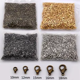 300pcs 15mm takı bulguları bronz altın gül altın siyah rhodyum gümüş ıstakoz kolye için toka kancaları zincir 302r