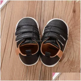 Athletic Outdoor Shoes Infant Pu Leather Unisex Walking Anti-Slip Hook And Loop Fasteners Decoration Spring Summer Fall Sneakers D Dhh8J