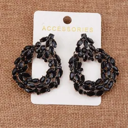 Boucles d'oreilles pendantes en acrylique noir pour femmes, strass géométriques, goutte d'eau, Style coréen, Vintage, grands accessoires de bijoux