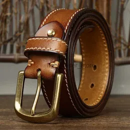 Belts 3.8CM Mens Cowskin Luxury Full Grain Cowhide Genuine Leather Belt High Quality Copper Buckle Male Strap For Jeans Cintos YQ231026