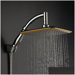 Bathroom Shower Heads Wholesale-Large Square Abs Chrome Water Rains Head With Extension Arm Set For Mayitr Drop Delivery Home Garden F Dhv38