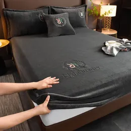 Bedding sets LEVIVEI Thicken Velvet Bed Cover Elastic Sheets Set Mattress Soft Queen King Solid Color 90150x200 For 231026