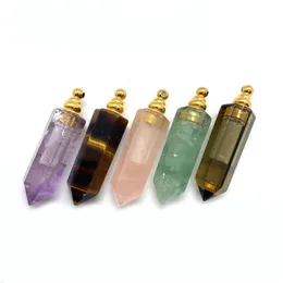 Pingente colares pedra natural perfume garrafa de cristal colar senhora jóias moda mulheres difusor de óleo essencial acessórios 275w