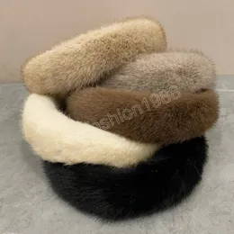 Zimowa imitacja norka pluszowa futrzana gąbka opaski na głowę moda